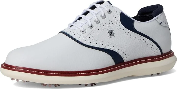 FootJoy Traditions Golf Shoes- Previous Season Men's Shoes White/Navy/Red : 10 W, Leather - Image 5