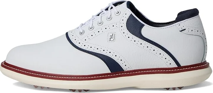 FootJoy Traditions Golf Shoes- Previous Season Men's Shoes White/Navy/Red : 10 W, Leather - Image 6