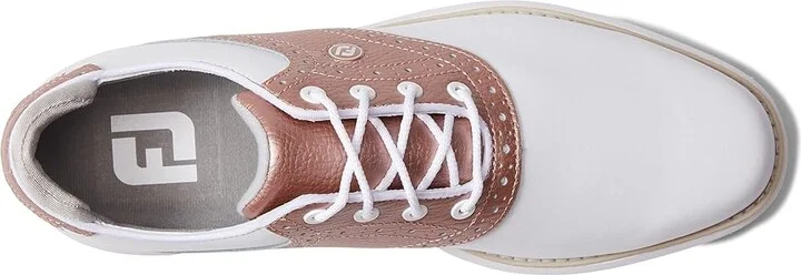 FootJoy Traditions Golf Shoes - Previous Season Style Women's Shoes White/Rose : 5 M, Synthetic - Image 2