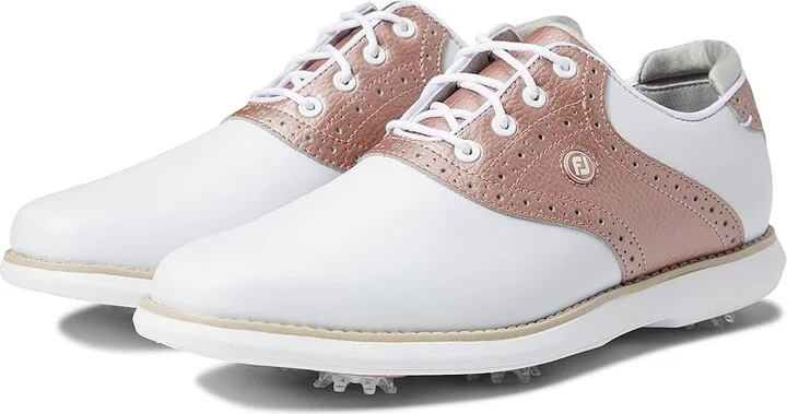 FootJoy Traditions Golf Shoes - Previous Season Style Women's Shoes White/Rose : 5 M, Synthetic