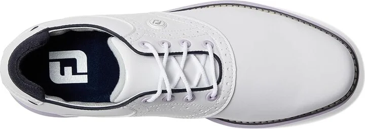 FootJoy Traditions Golf Shoes- Previous Season Women's Shoes White/Navy Patent : 5 M, Synthetic - Image 2