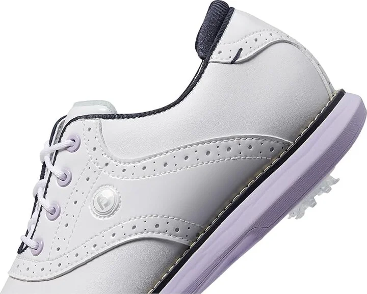 FootJoy Traditions Golf Shoes- Previous Season Women's Shoes White/Navy Patent : 5 M, Synthetic - Image 4