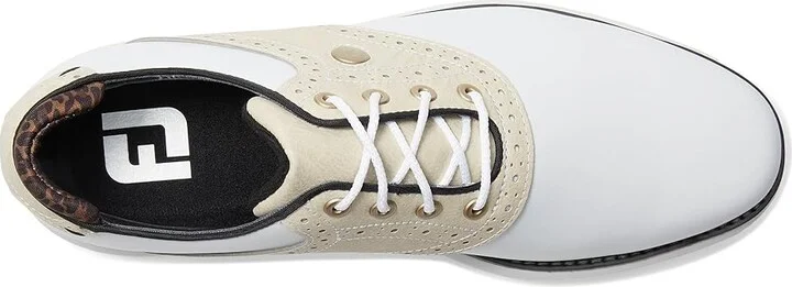 FootJoy Traditions Golf Shoes- Previous Season Women's Shoes White/Tan/Black : 5.5 M, Synthetic - Image 2