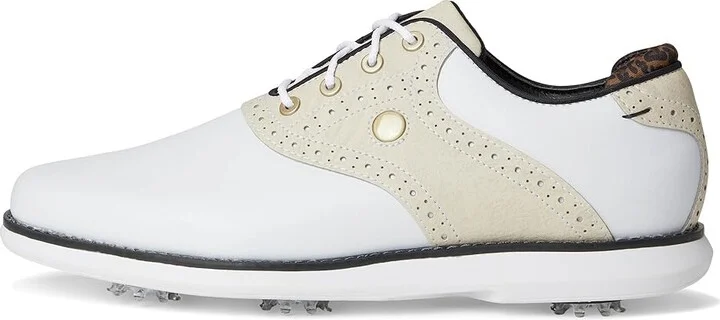 FootJoy Traditions Golf Shoes- Previous Season Women's Shoes White/Tan/Black : 5.5 M, Synthetic - Image 6