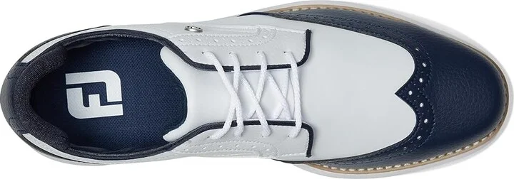 FootJoy Traditions Shield Tip Golf Shoes Women's Golf Shoes White/Navy/White : 11 M, Leather - Image 2