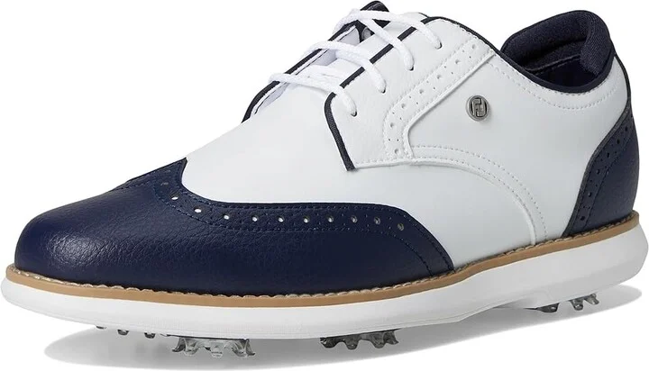 FootJoy Traditions Shield Tip Golf Shoes Women's Golf Shoes White/Navy/White : 11 M, Leather - Image 5