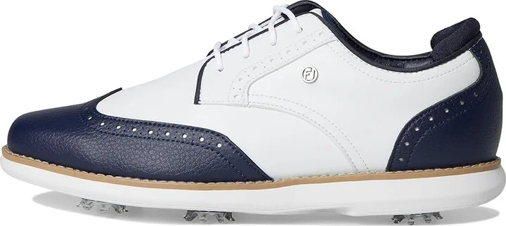FootJoy Traditions Shield Tip Golf Shoes Women's Golf Shoes White/Navy/White : 11 M, Leather - Image 6
