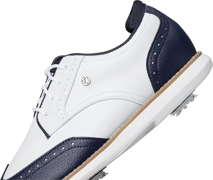 FootJoy Traditions Shield Tip Golf Shoes Women's Golf Shoes White/Navy/White : 11 M, Leather - Image 7
