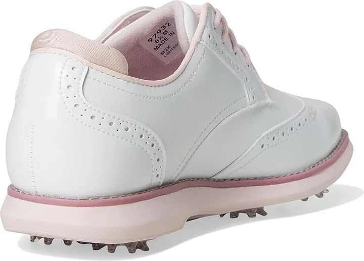 FootJoy Traditions Shield Tip Golf Shoes Women's Golf Shoes White/White/Pink : 9 M, Leather - Image 4