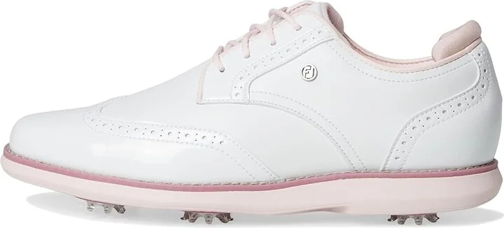 FootJoy Traditions Shield Tip Golf Shoes Women's Golf Shoes White/White/Pink : 9 M, Leather - Image 6