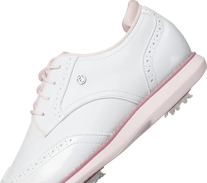 FootJoy Traditions Shield Tip Golf Shoes Women's Golf Shoes White/White/Pink : 9 M, Leather - Image 7