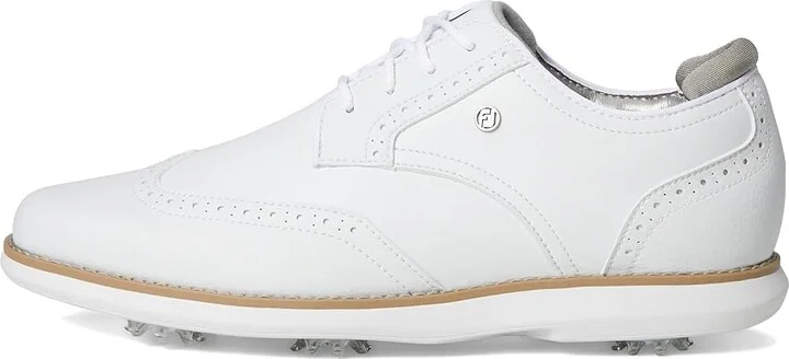 FootJoy Traditions Shield Tip Golf Shoes Women's Golf Shoes White/White/White : 6.5 M, Leather - Image 6