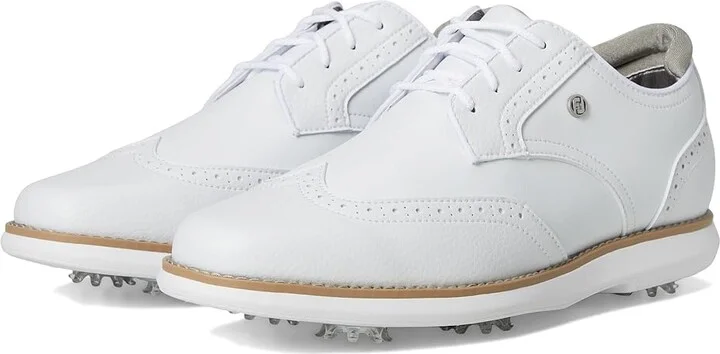 FootJoy Traditions Shield Tip Golf Shoes Women's Golf Shoes White/White/White : 6.5 M, Leather