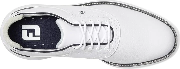 FootJoy Traditions Spikeless Golf Shoes- Previous Season Men's Shoes White/Navy : 8.5 M, Leather - Image 2