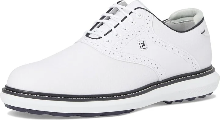FootJoy Traditions Spikeless Golf Shoes- Previous Season Men's Shoes White/Navy : 8.5 M, Leather - Image 5