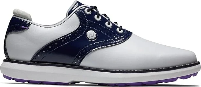 FootJoy Traditions Spikeless Golf Shoes Women's Shoes White/Navy/Purple : 5 M, Synthetic - Image 4