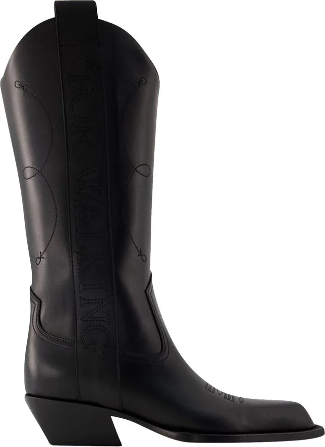 For Walking Boots - Off White - Leather - Black