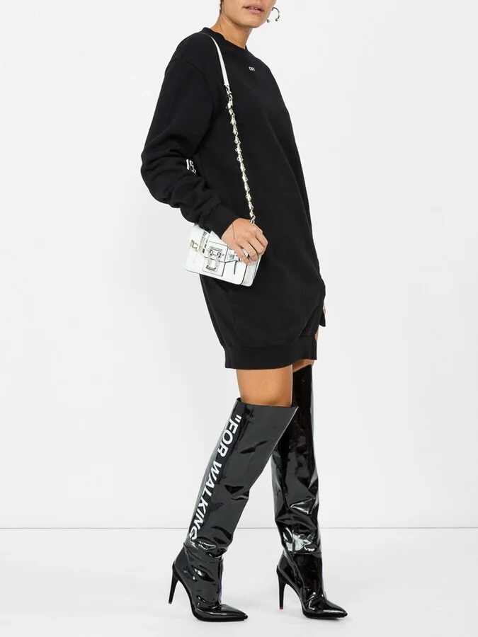 For Walking Printed Patent-leather Knee Boots
