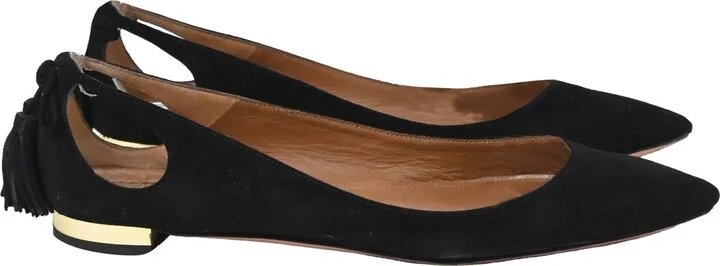 Forever Marilyn Cutout Ballet Flats In Black Suede