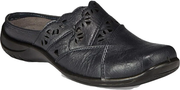 Forever Womens Faux Leather Laser Cut Clogs