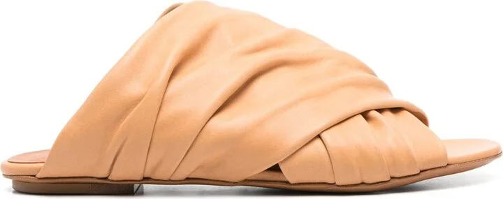 Forte_Forte Leather Crossed Flat Sandals Shoes