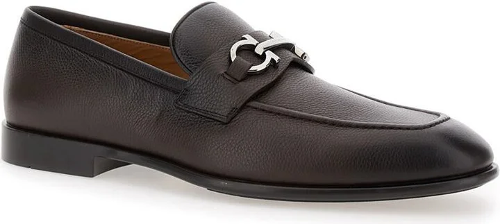'Foster' Brown Loafers With Gancini Detail In Leather Man - Image 2