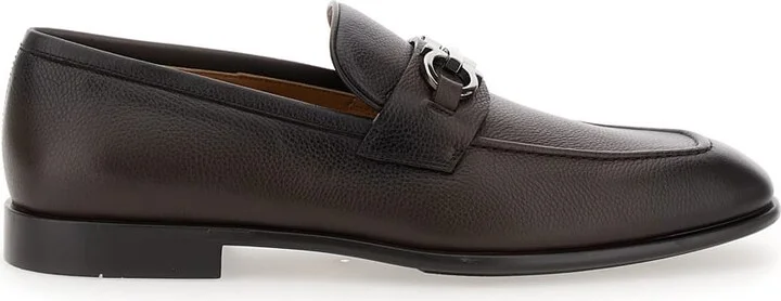 'foster' Brown Loafers With Gancini Detail In Leather Man