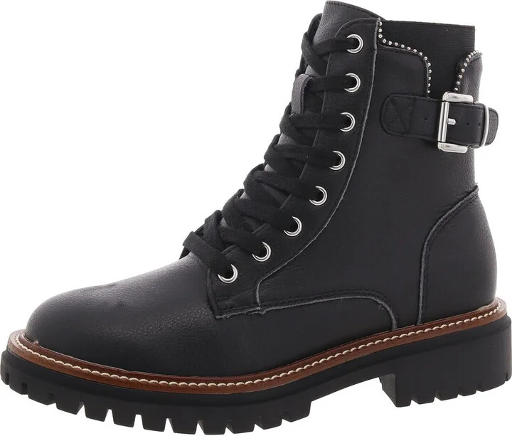 Foster Womens Leather Lugg Sole Combat & Lace-Up Boots