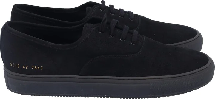 Four Hole Sneakers in Black Suede