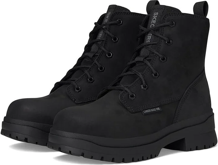 Foxgrove Women 8.5 Black Leather Memory Foam Comp Toe Work Boot ZOGG112