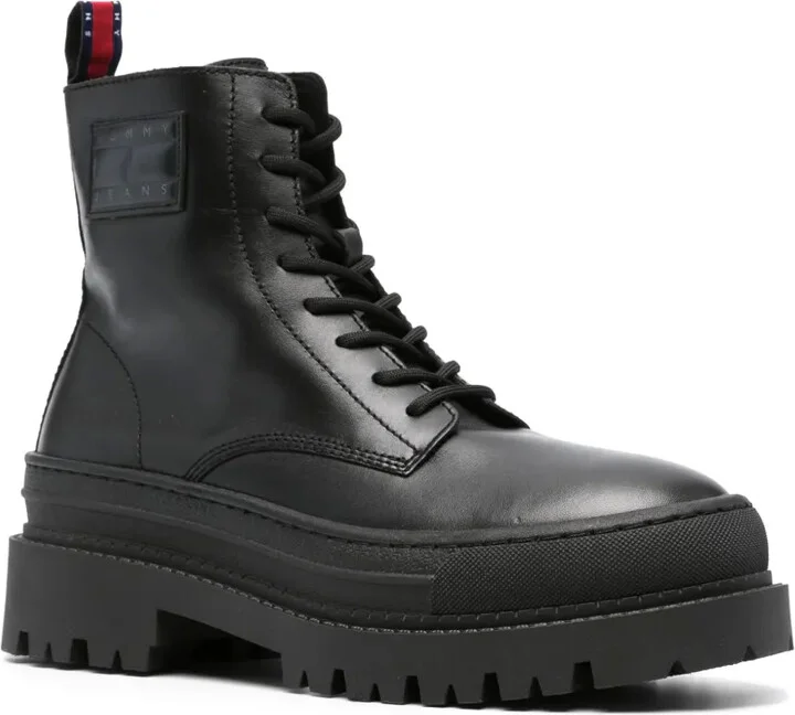Foxing lace-up leather boots - Image 2