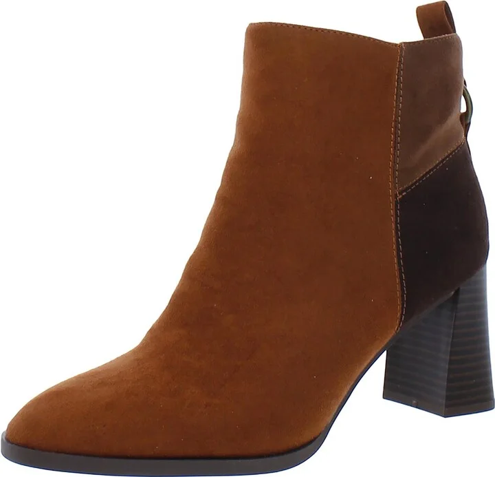 Foxy Womens Faux Suede Almond Toe Ankle Boots