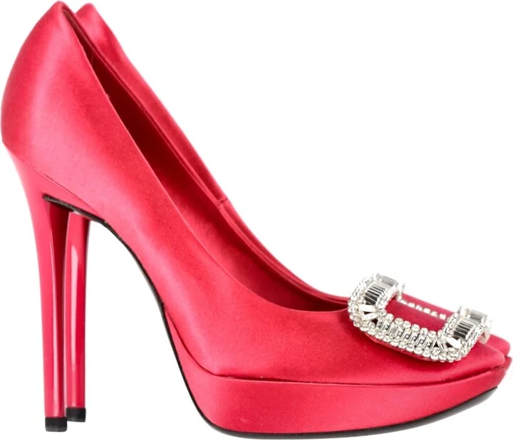 Fragola Buckle Pumps in Pink Satin