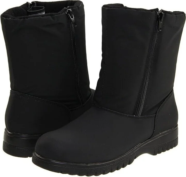 Fran Snow Boot Women's US 8 Black Dual-Side Zipper Mid Calf Boots KHD774
