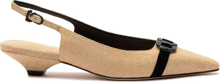 Beige Raffia And Black