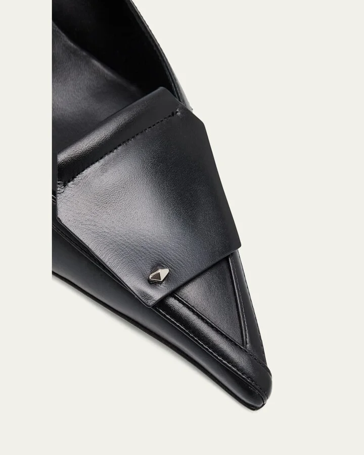 Frances Leather Fold Slingback Pumps - Image 2