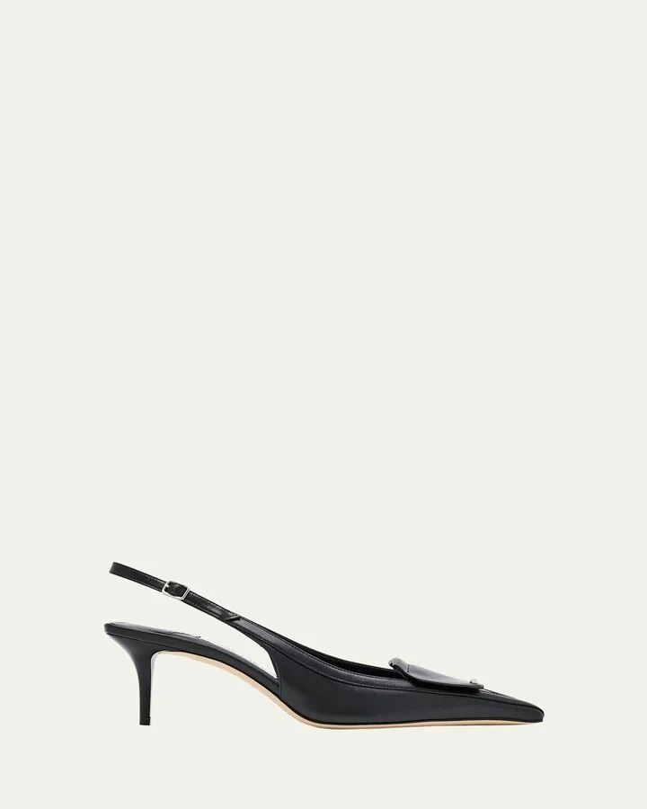 Frances Leather Fold Slingback Pumps