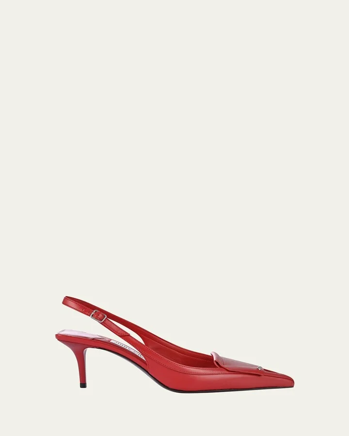 Frances Leather Fold Slingback Pumps