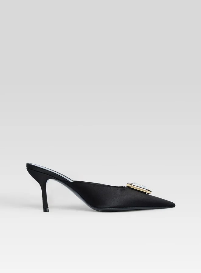 Francesca Satin Kitten Mule