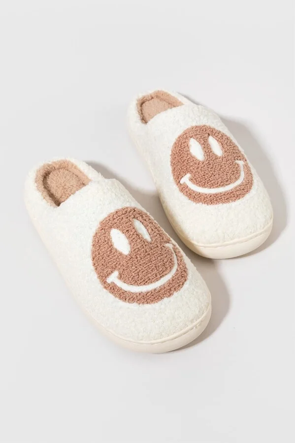 Francesca's Nude Smiley Teddy Slippers
