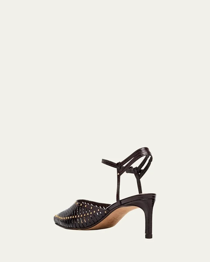 Francine Caged Leather Ankle-Strap Pumps - Image 2