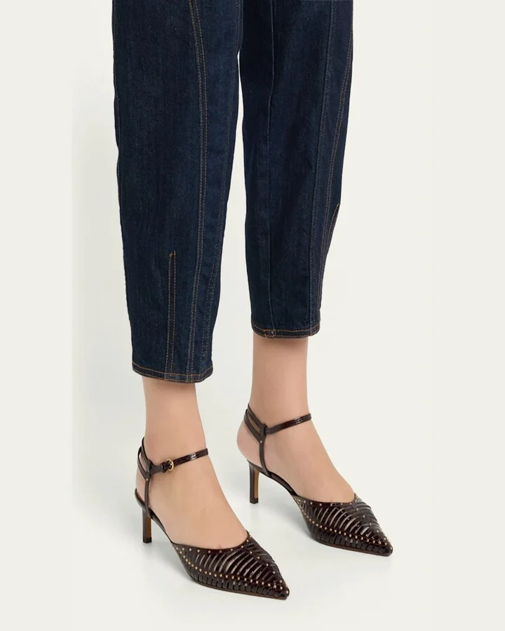 Francine Caged Leather Ankle-Strap Pumps - Image 4