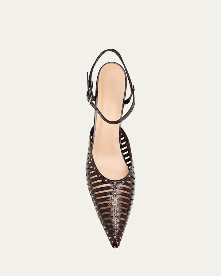 Francine Caged Leather Ankle-Strap Pumps - Image 5
