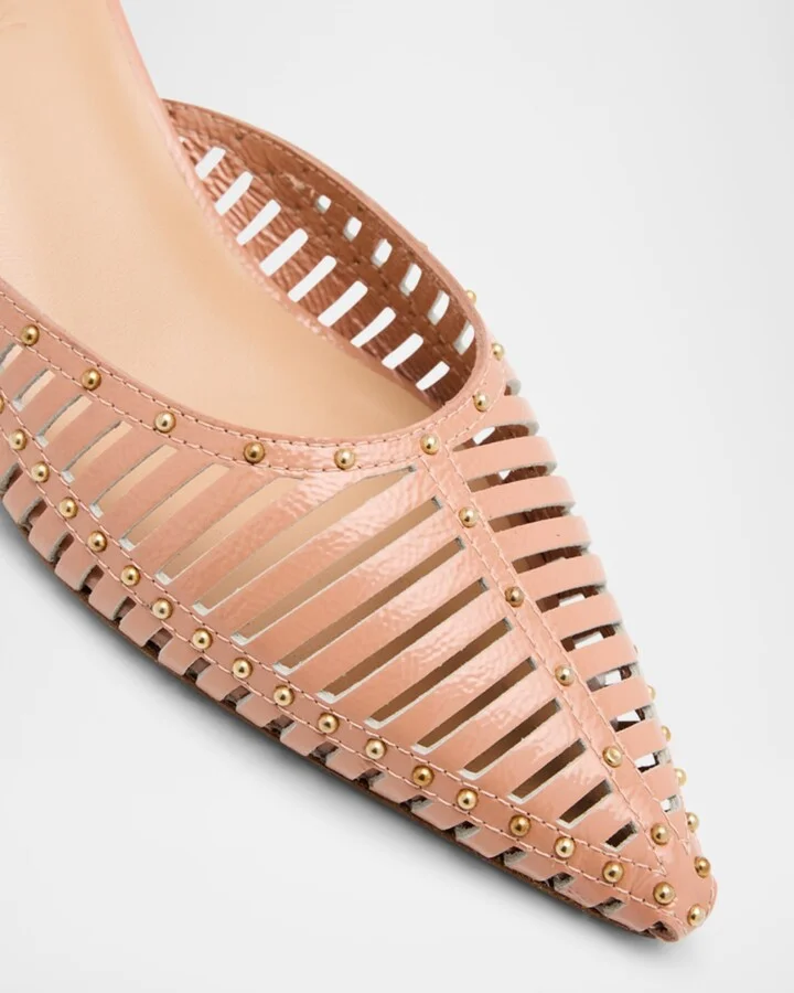 Francine Caged Leather Ankle-Strap Pumps - Image 2