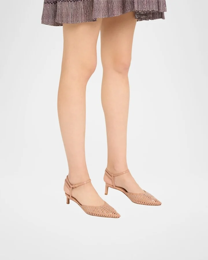 Francine Caged Leather Ankle-Strap Pumps - Image 4