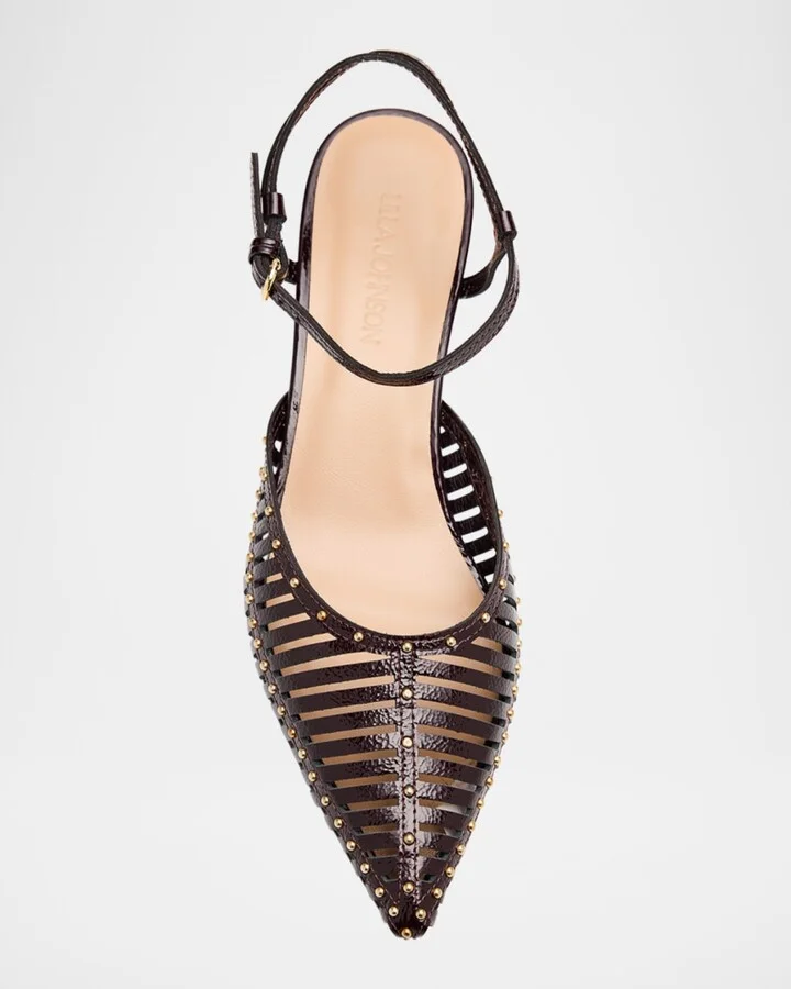 Francine Caged Leather Ankle-Strap Pumps - Image 2