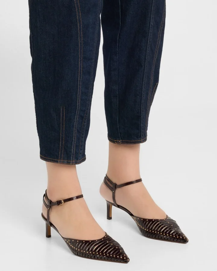Francine Caged Leather Ankle-Strap Pumps - Image 3