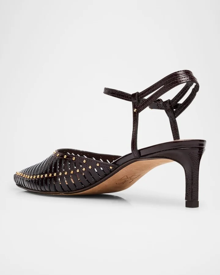 Francine Caged Leather Ankle-Strap Pumps - Image 5
