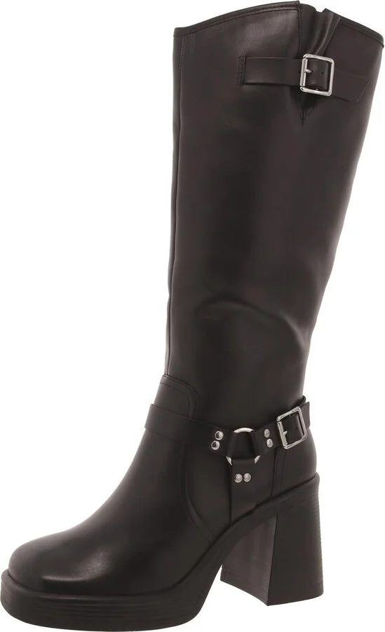 Francine Womens Leather Knee-High Boots
