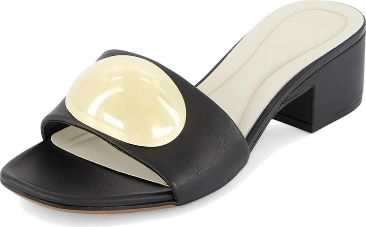 Franco Sarto A-nika Slide Sandals Women's Wedge Shoes Black : 10 M, Leather - Image 5